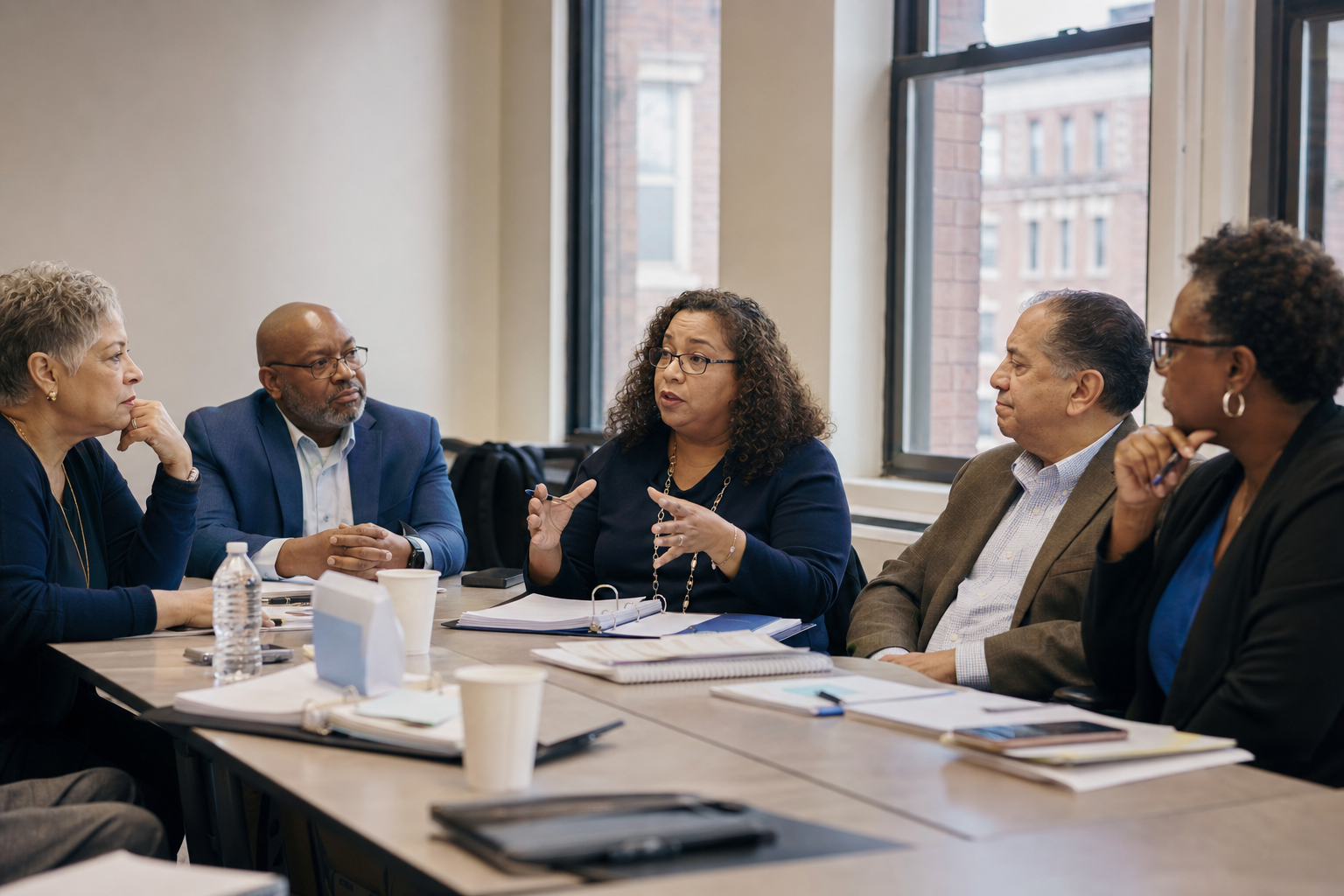 Housing professionals participating in training